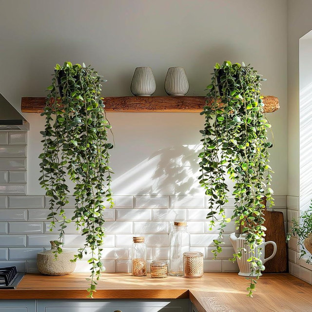 Yarmare Artificial Hanging Plant 2 Pcs Faux Plant Ivy Vine Faux Eucalyptus Vines Fake Potted Greenery for Wall Living Room Home Shelf Office Bathroom Outdoor Indoor Decor (Type 7)