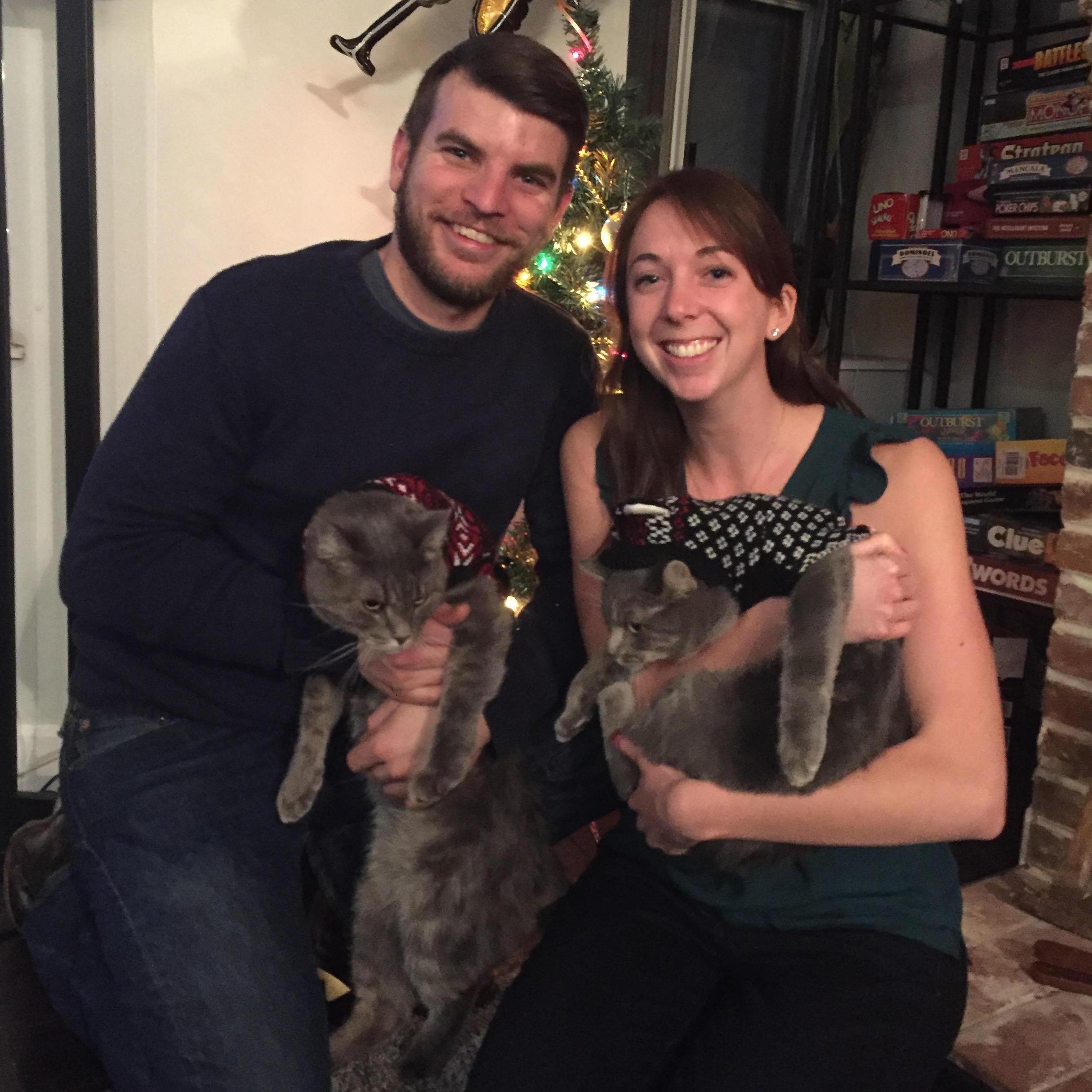 Family pictures are tough with cats. New Year's Eve 2017