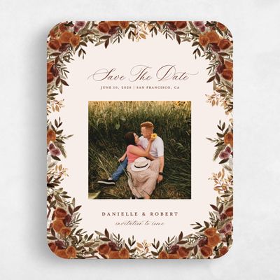 Orange Rounded Wedding Save the Date - Chai Photo