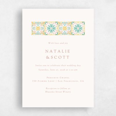 Dusty Terra Cotta, Blue Wedding Invitation - Oluveri Portrait