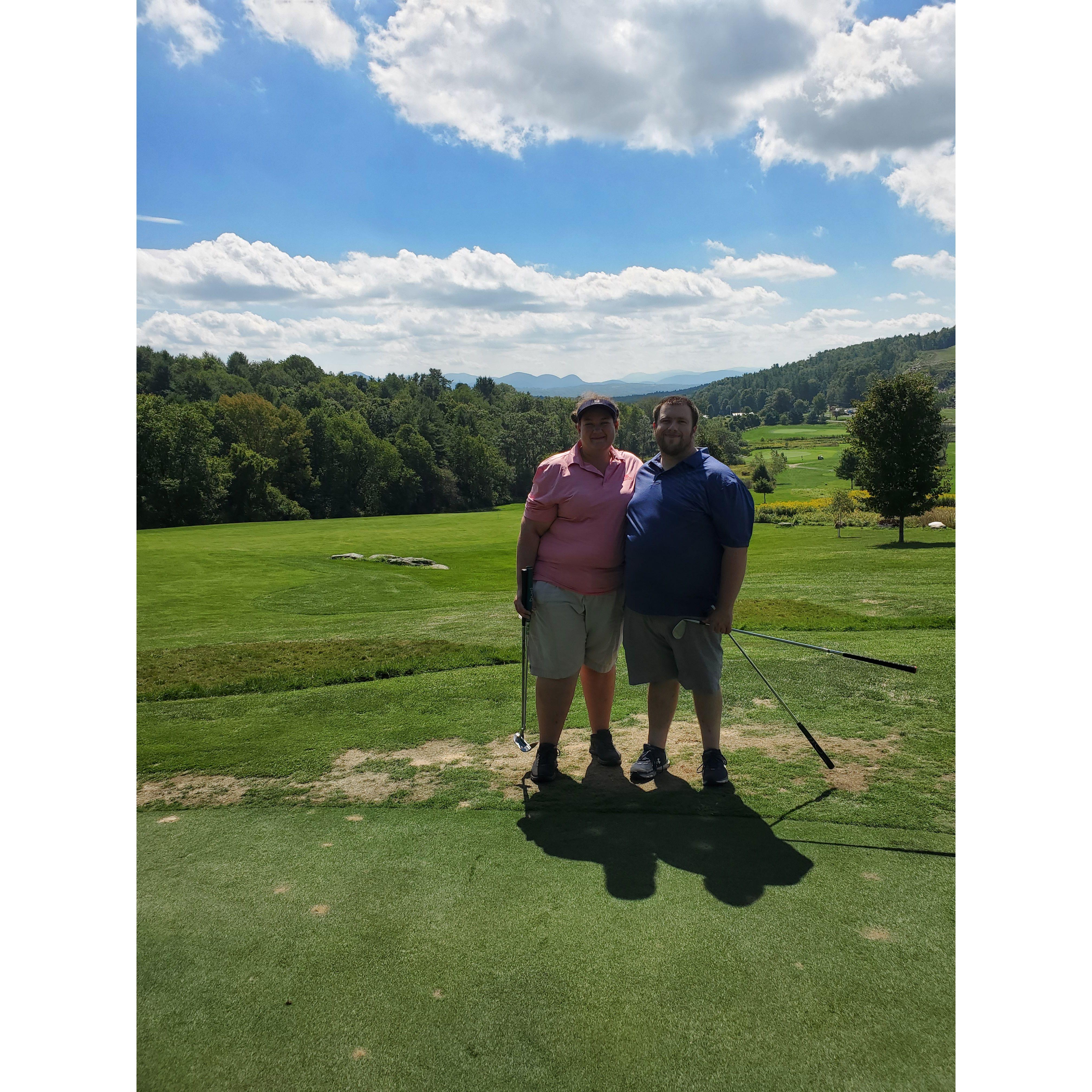 Golfing, a hobby Michael has embraced while Alyssa has tried to embrace cooking!