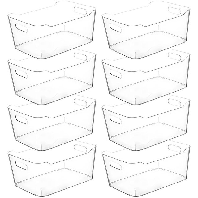 Clear Extra Large Plastic Storage Bins, Pantry Organizers and Storage Containers Fridge Organizer Bins for Organizing Home, Kitchen Organization. Bathroom, Refrigerator, Freezer, Laundry Room