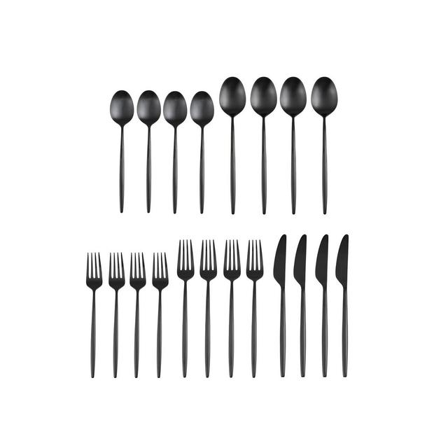 Gaze Black Satin 20-Piece Flatware Set, Service for 4