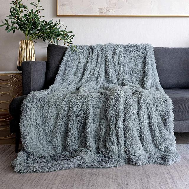 Fuzzy Throw Blanket with Long Hair Shaggy Decorative Faux Fur Blanket Cozy Baby Blanket Fit Couch Sofa Bed,Suitable for Spring,Full Size 70" x 78" Soft Fluffy Throw Blankets