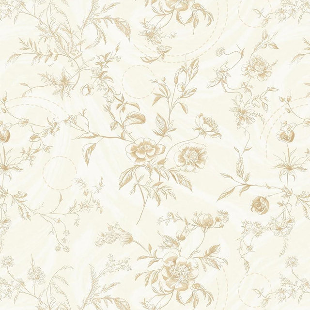 Dimoon Floral Wallpaper Peel and Stick Beige Contact Paper Vintage Neutral Wallpaper 17.3inx32.8ft Removable Self-Adhesive Stick on Wall Paper Waterproof for Bathroom Wall Decor Vinyl