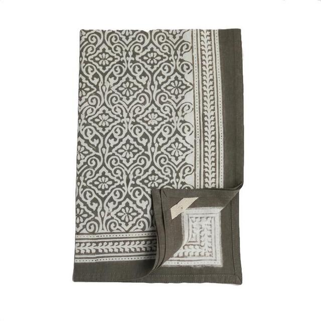 Block Print Kitchen Towel – Misty Taupe