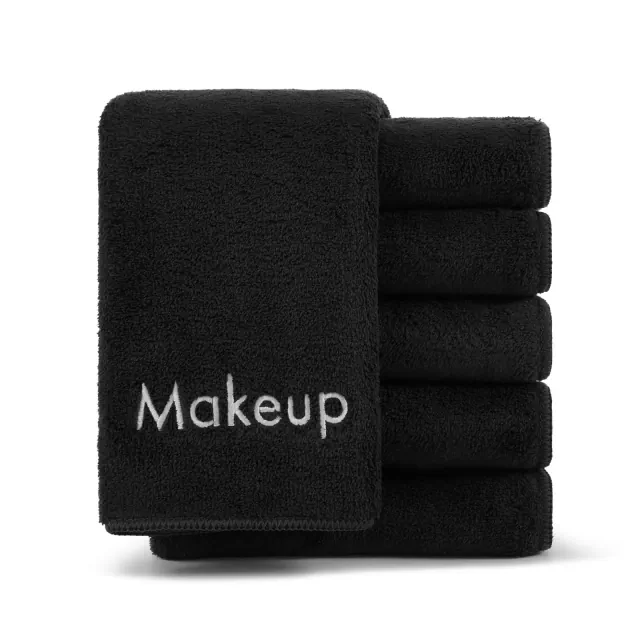 Arkwright Makeup Remover Washcloths - Soft Coral Fleece Microfiber 13 x 13 in., Black
