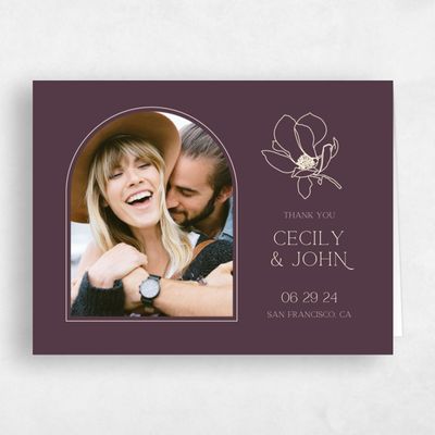 Dark Plum, Purple Wedding Thank You - Alameda Photo