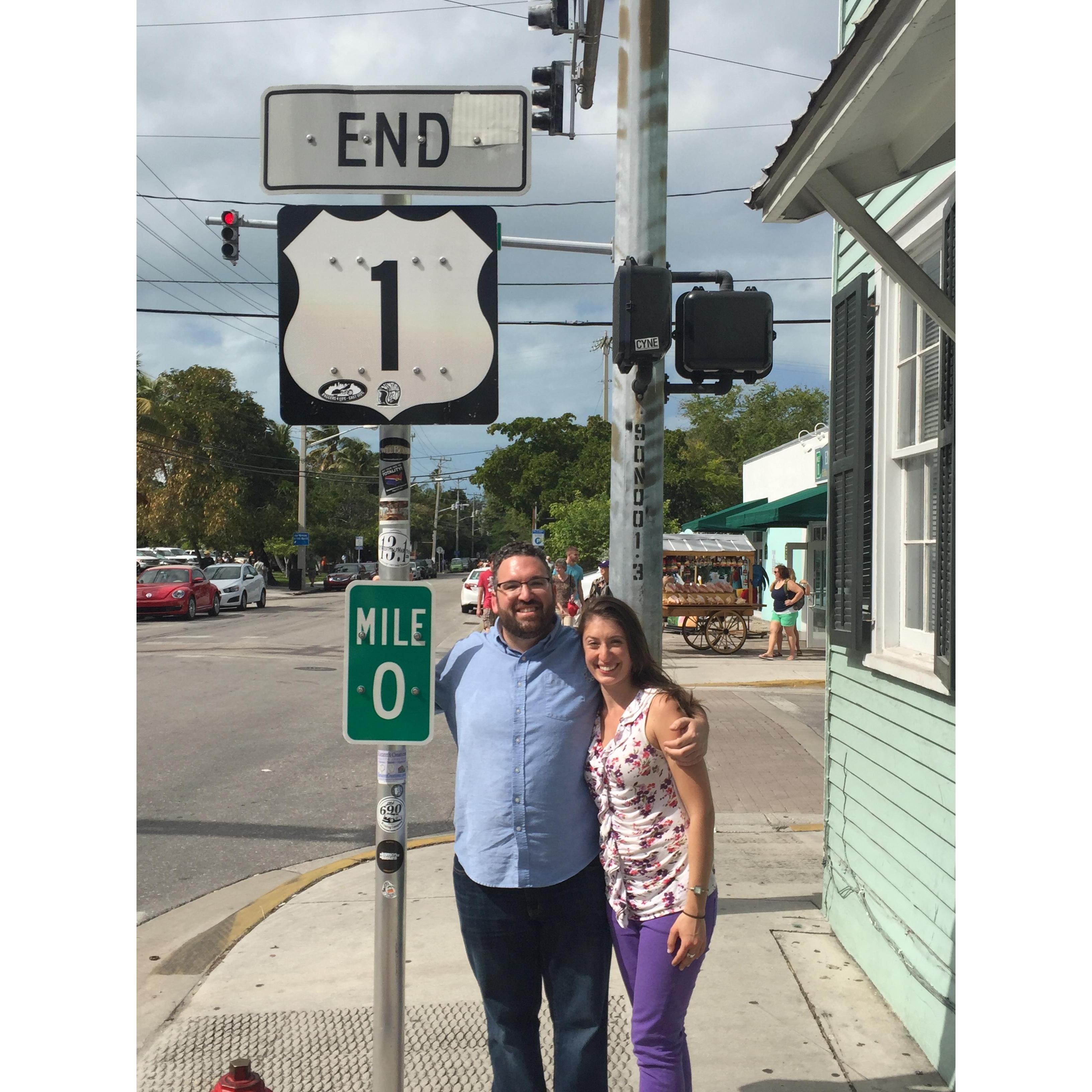Elena's time in Miami gave us more memories than we could imagine. Here, we're at the end of the road...of US-1 in Key West!