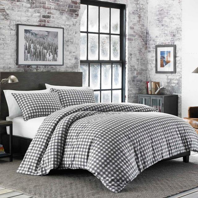 Eddie Bauer® Preston Flannel King Comforter Set in Grey
