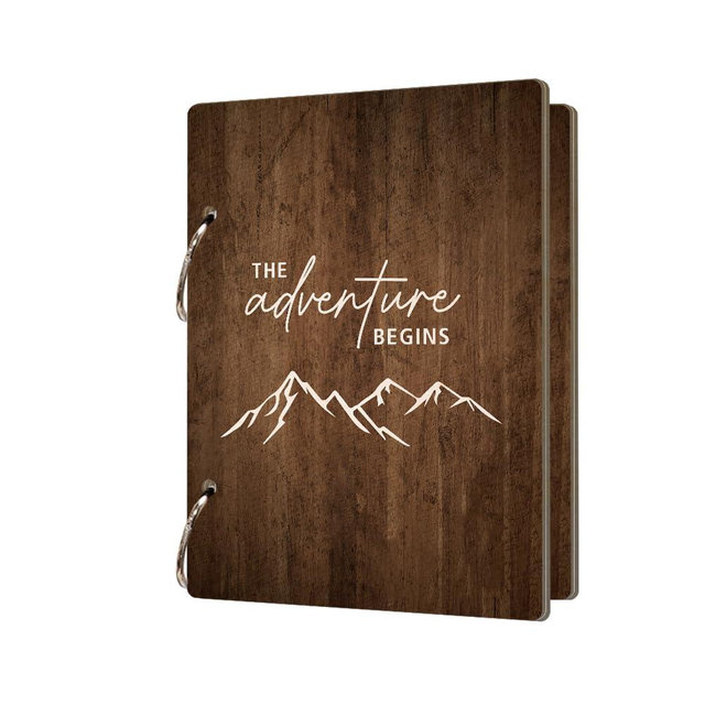 La Boda Wedding Cards Keeper with Metal Buckles Binding, Wooden Greeting Card Holder, The Adventure Begins Cards Storage & Organization, Birthday, Holiday Card Keepsake Book Wedding Gifts