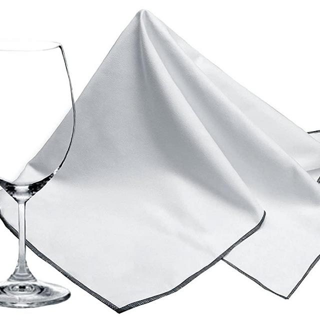 SINLAND Microfiber Glass Polishing Cloths Thick Lint -Free Drying Towels for Wine Glasses Stemware Dishes Stainless Appliances 20 Inch X 25 Inch Pack of 2 Grey