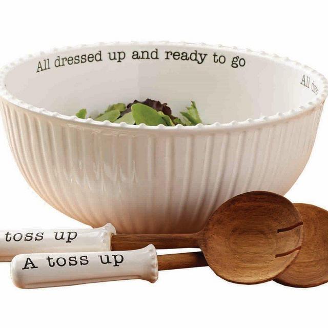 Mud Pie 4601029 Salad Bowl (Set of 3), White