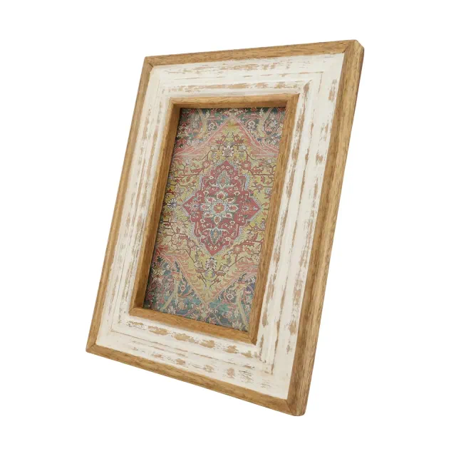 Saro Lifestyle Antique Inspired Distressed Photo Frame, 4"x6", Off-White