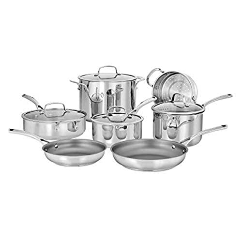 Cuisinart Classic 8pc Stainless Steel Cookware Set With Brushed Gold  Handles Matte White : Target