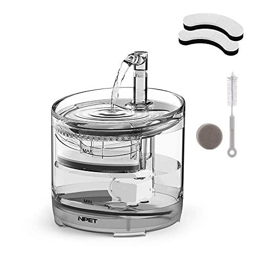 NPET WF050 Cat Water Fountain, Dog Water Dispenser, 1.5L Super Quiet Automatic Pet Drinking Fountain with Faucet Kits
