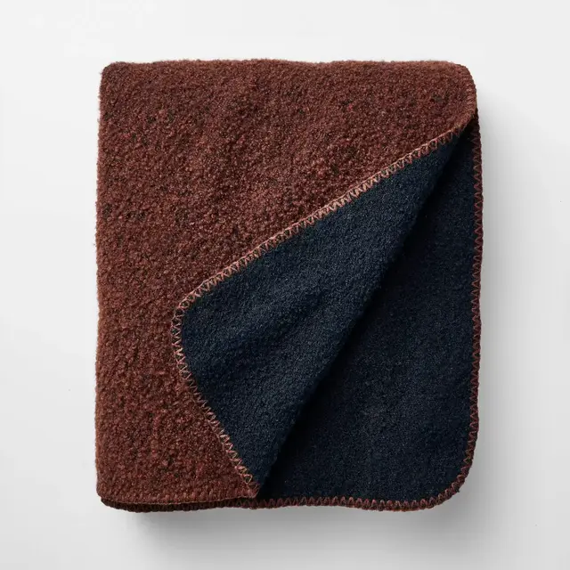 Asymmetric Colorblocked Boucle Throw Burgundy/Navy - Threshold™ designed with Studio McGee