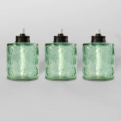 Tiki Brand 5.5" Set Sail Glass Table Torch Green 3pk