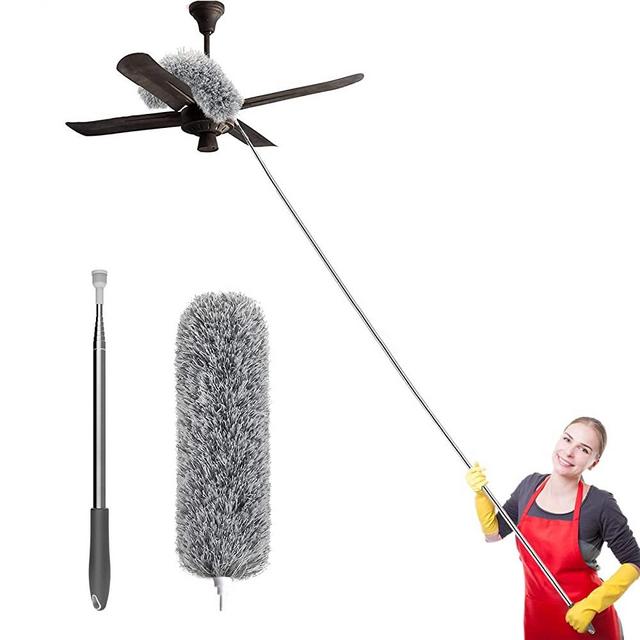 SetSail Microfiber Duster with Extension Pole 110 inch Extra-Long Dusters for Cleaning, Bendable Head Washable Ceiling Fan Duster for High Ceilings, Furniture