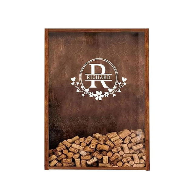 Personalized Wine Cork Shadow Box Custom Wine Cork Keeper Decorative Wall Mounted, Tabletop & Countertop Hanging Cork Holders Wine Decor Shadowbox Wooden Gift for Housewarming Home Decor