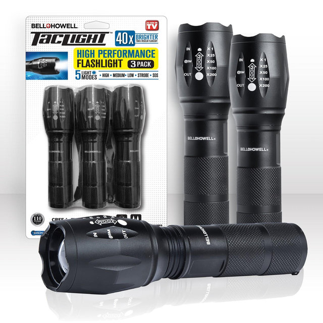 Bell + Howell Taclight High Performance Ultra Bright Flashlight - 3 Pack