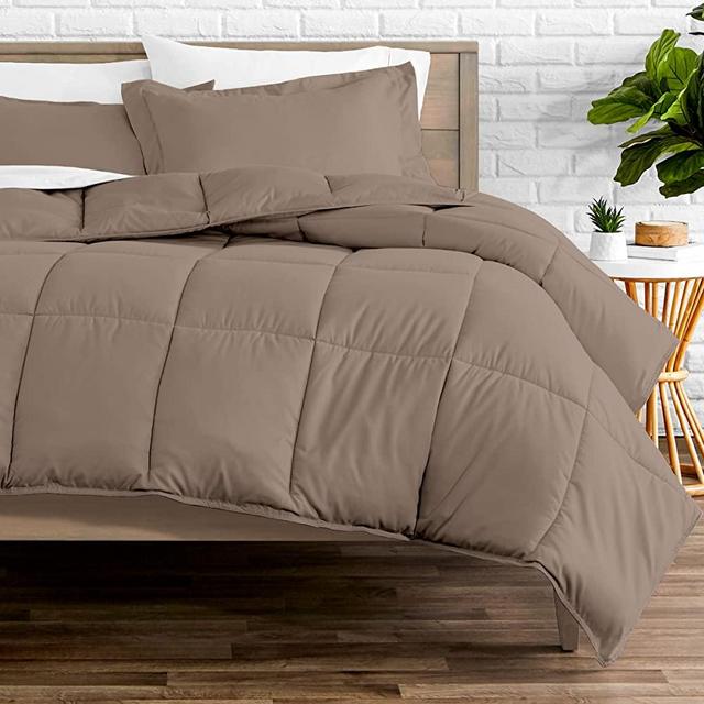 Bare Home Comforter Set - Queen Size - Goose Down Alternative - Ultra-Soft - Premium 1800 Series - Hypoallergenic - All Season Breathable Warmth (Queen, Taupe)