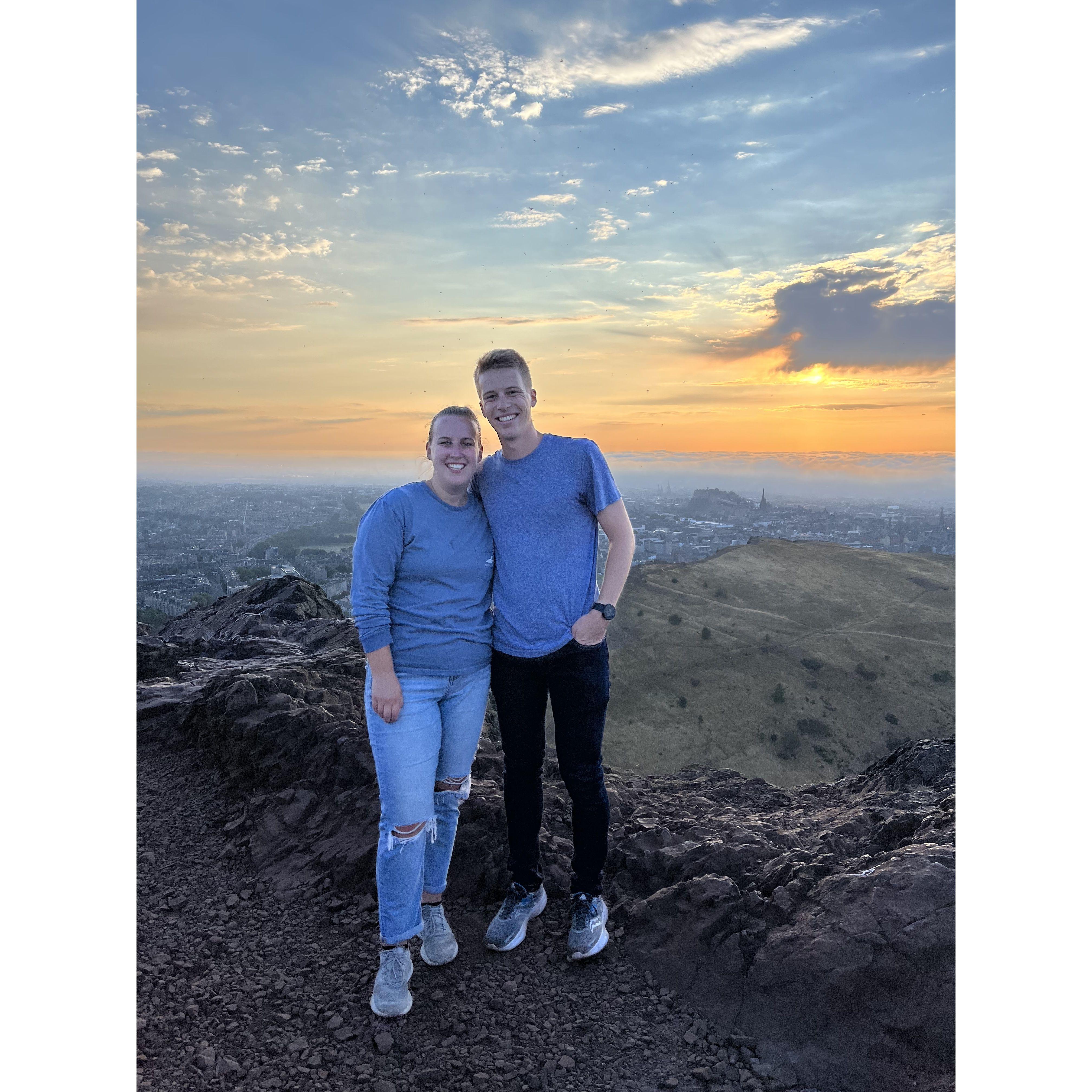 The sunset over Edinburgh