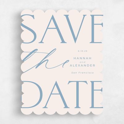 Blue Scalloped Wedding Save the Date - Josephine Classic