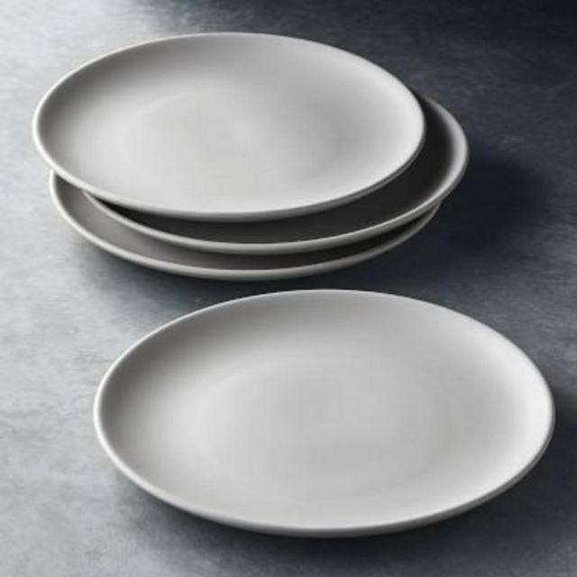 Open Kitchen Matte Coupe Dinner Plates, Set of 4, Grey