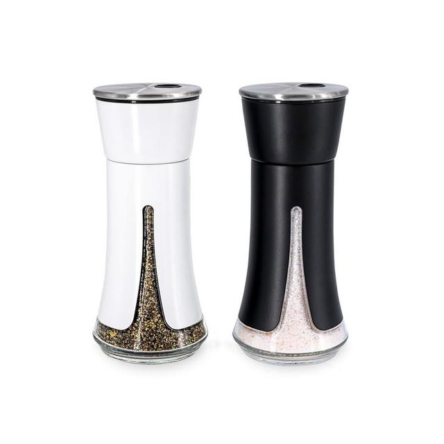 Farmhouse Salt and Pepper Shakers by Aelga - Salt Shaker with Adjustable Pour Holes -Salt and Pepper Set for Himalayan, Kosher and Sea Salts