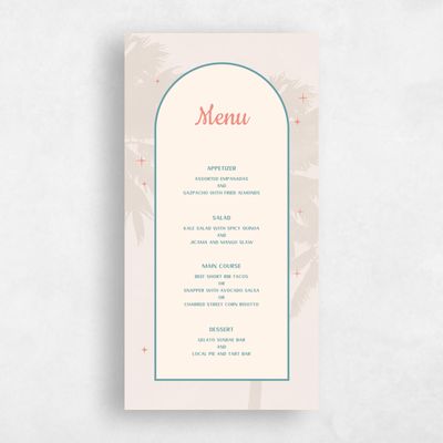 Lightest Peach, Grey Wedding Menu - Vegas