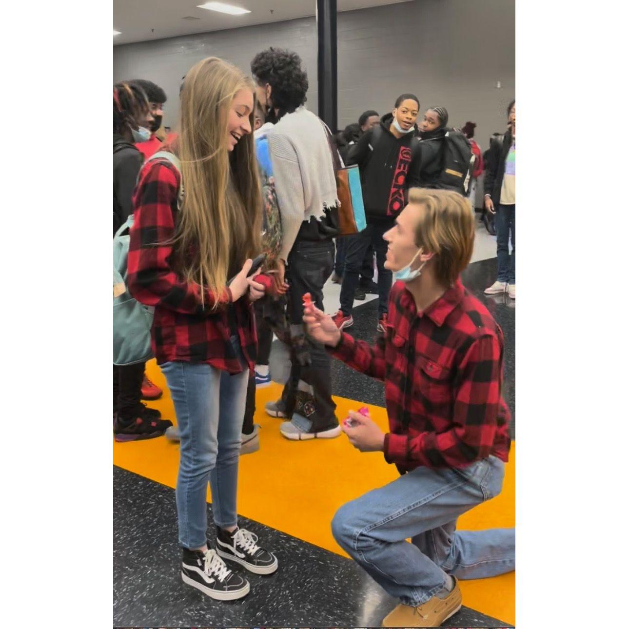 Asked Alyssa to be my valentine with style this year. The students around us applauded and the guy in the background could hardly believe what he was seeing!