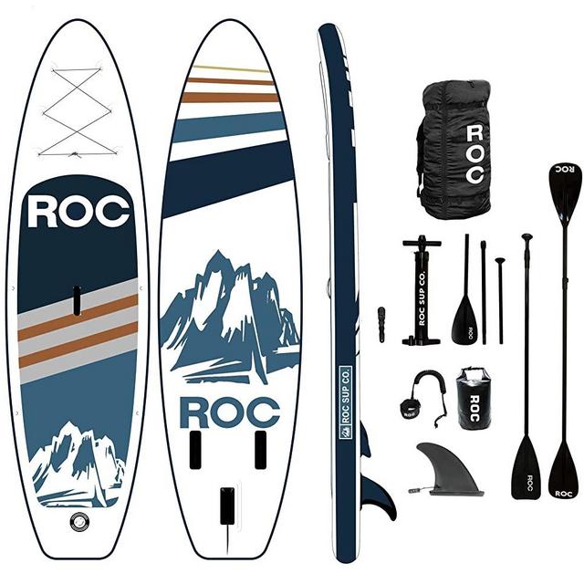 Roc Inflatable Stand Up Paddle Board with Premium sup Accessories & Backpack, Non-Slip Deck, Waterproof Bag, Leash, Paddle and Hand Pump.
