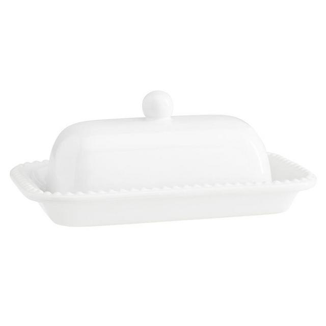 Emma Beaded Butter Dish - True White