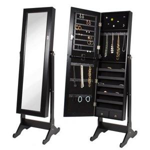 Mirrored Jewelry Cabinet Armoire W/ Stand Mirror Rings, Necklaces, Bracelets