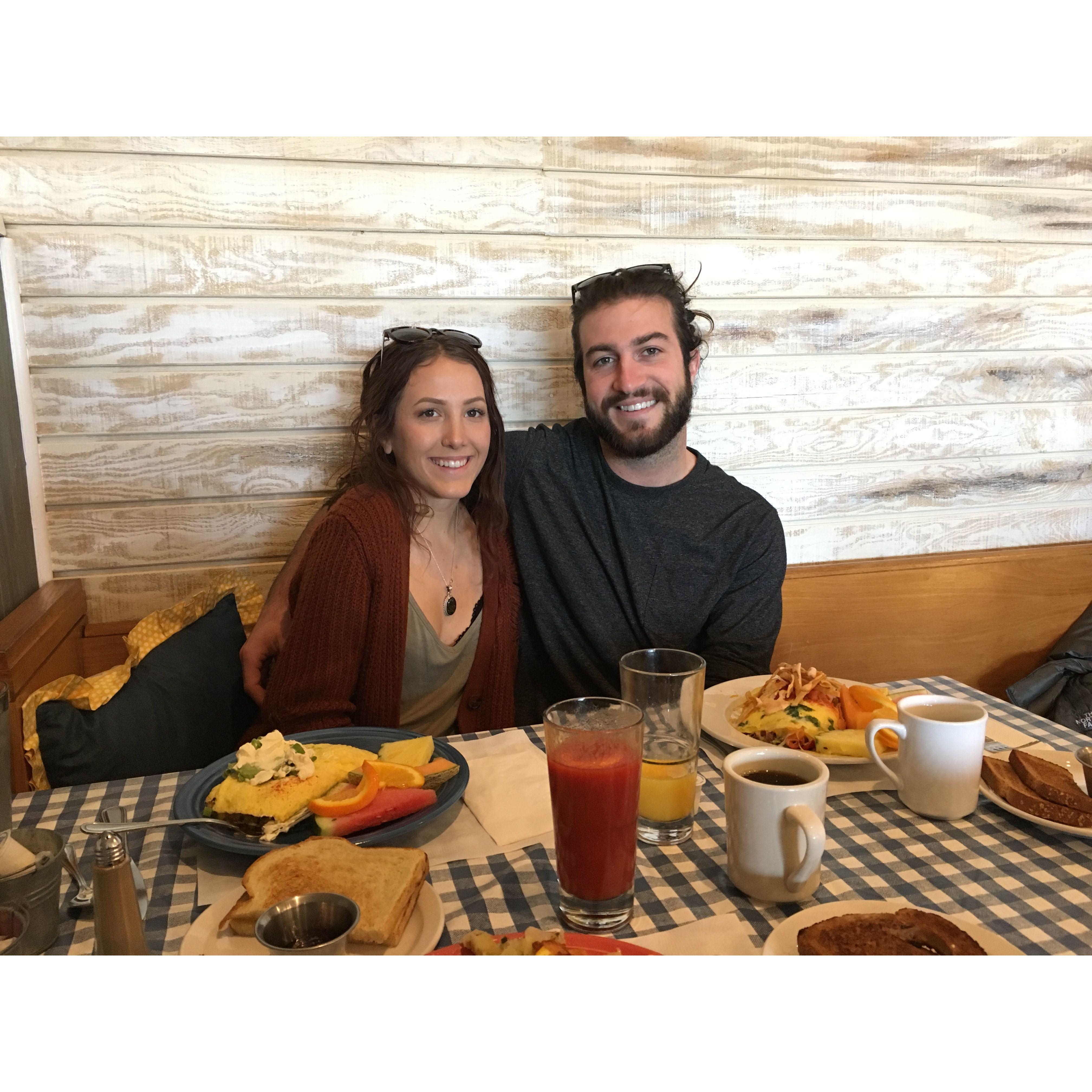 A breakfast date at Awful Annies in Auburn, CA in 2017, about 2 months after we met!