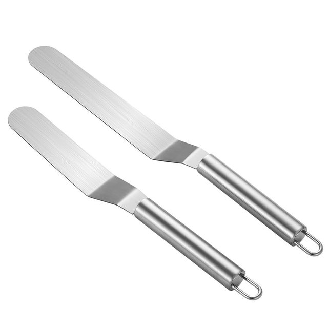 2 PCS Picxeic Offset Spatula，Premium Stainless Steel Cake Decorating Tools - One Set Include 6, 8 inch, Icing Spatula for Home Cooking
