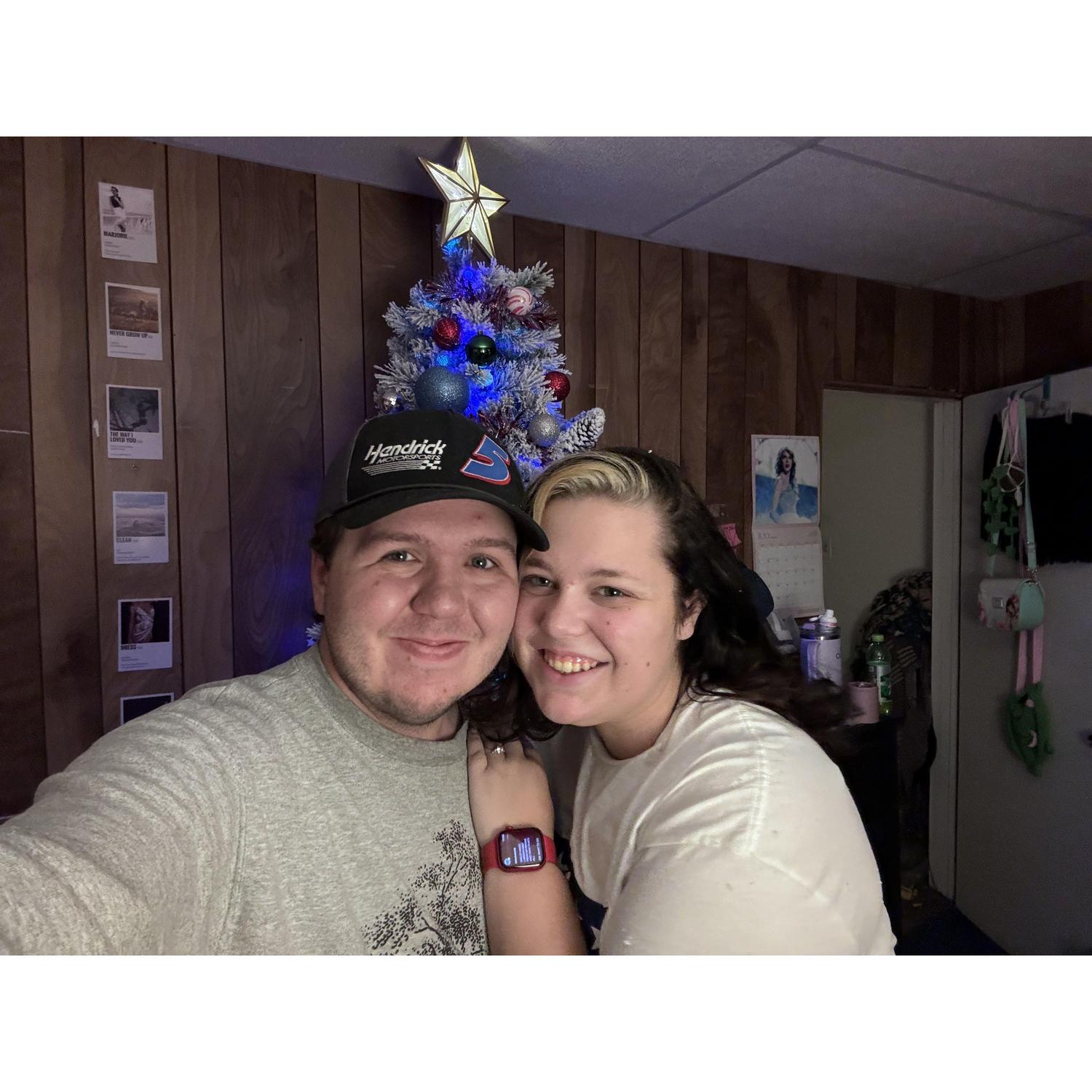 Our first Christmas together. Had so much fun getting decorations and putting the tree up!