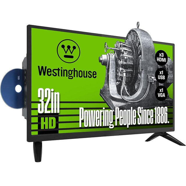Westinghouse 32 Inch TV with DVD Player Built in, HD LED Small Flat Screen Non-Smart Television DVD Combo, RV Camper, Works with Fire Stick, Roku, Apple TV, TiVo, Xumo, and Streaming Devices.