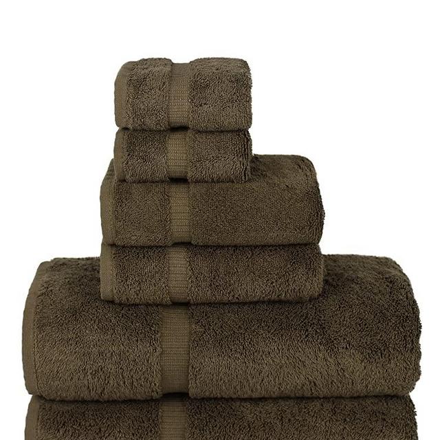 Chakir Turkish Linens Luxury Spa and Hotel Quality Premium Turkish Cotton 6-Piece Towel Set (2 x Bath Towels, 2 x Hand Towels, 2 x Washcloths, Cocoa)