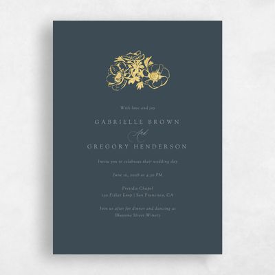 Grey Wedding Invitation - Anemone Classic Foil
