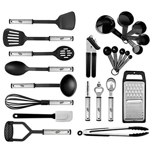 Kitchen Utensil set,24 Nylon and Stainless Steel Utensil Set, Non-Stick and Heat Resistant Cooking Utensils Set, Best Kitchen Tools,Useful Kitchen Gadgets