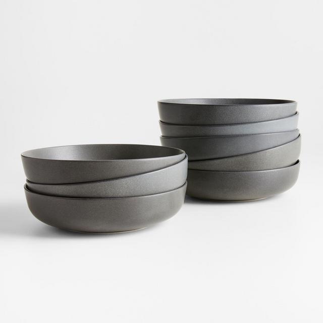 Wren Grey Low Bowls, Set of 8