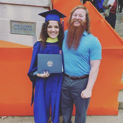 This is a picture of Jackie and Nick at Jackie's grad school graduation for U of I.