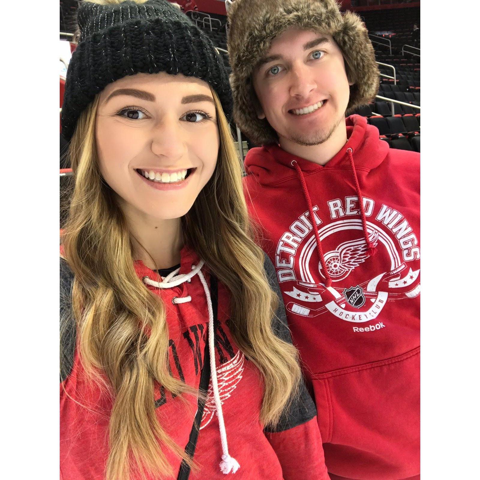Skating on the ice at Little Caesars Arena.