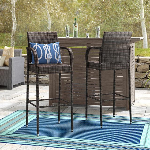 Dalessio Outdoor Garden 30" Patio Bar Stool (Set of 2)