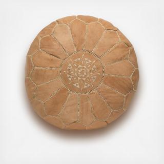 Embroidered Leather Pouf