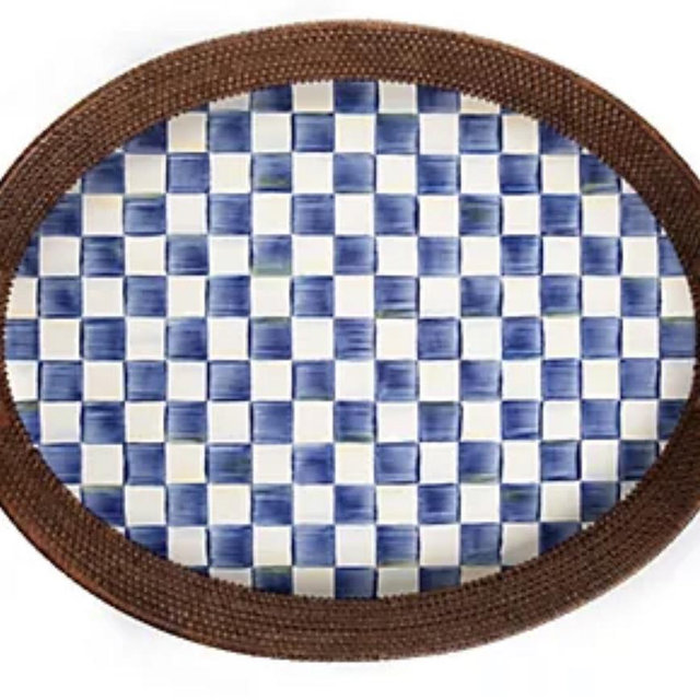 MacKenzie- Childs Rattan & Enamel Party Serving Tray