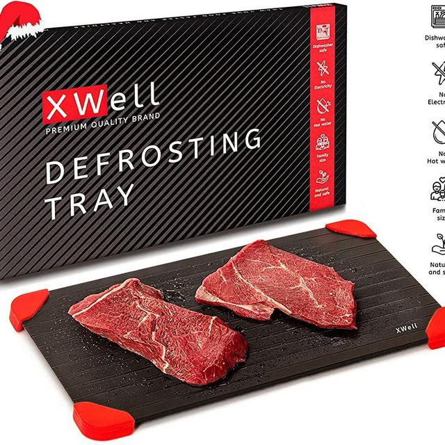 XWell Defrosting Tray for Faster Food De-Icing. Eco-Friendly, Food-Grade Aluminum Thawing Plate Without The Necessity of Microwave or Hot Water. Large Size, Big Enough to Satisfy The Whole Family