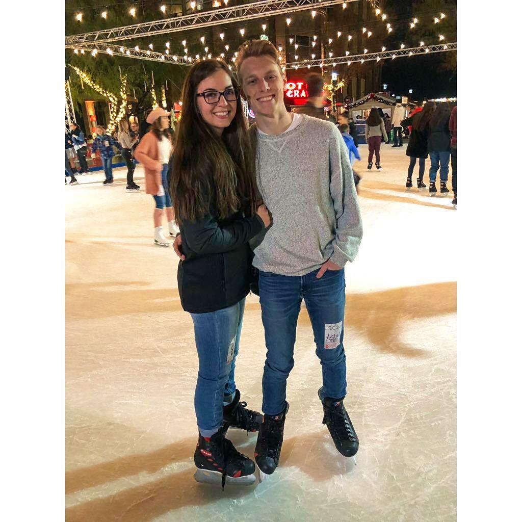 Ice skating date when we first started dating